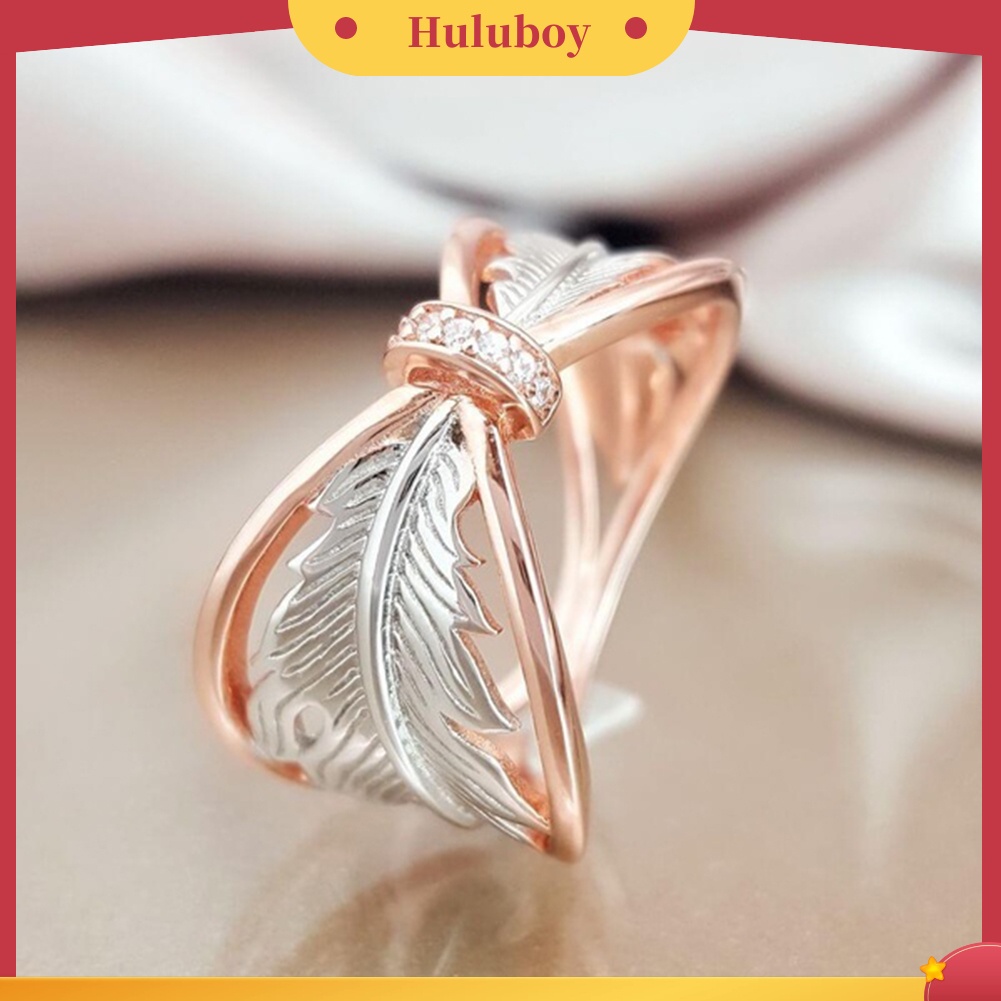 Hu Hu Hu Hu Hu Alat Bantu Pasang Kacamata♡ Cincin Desain Bulu Hollow Hias Berlian Imitasi Warna Ganda Untuk Wanita