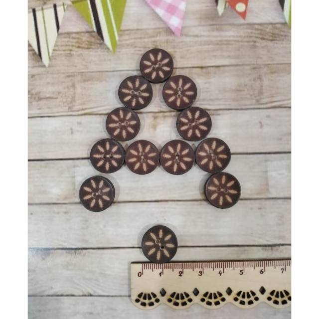 Kancing batok motif 1.3 cm - 1.8cm /lusin &amp; 100 pcs