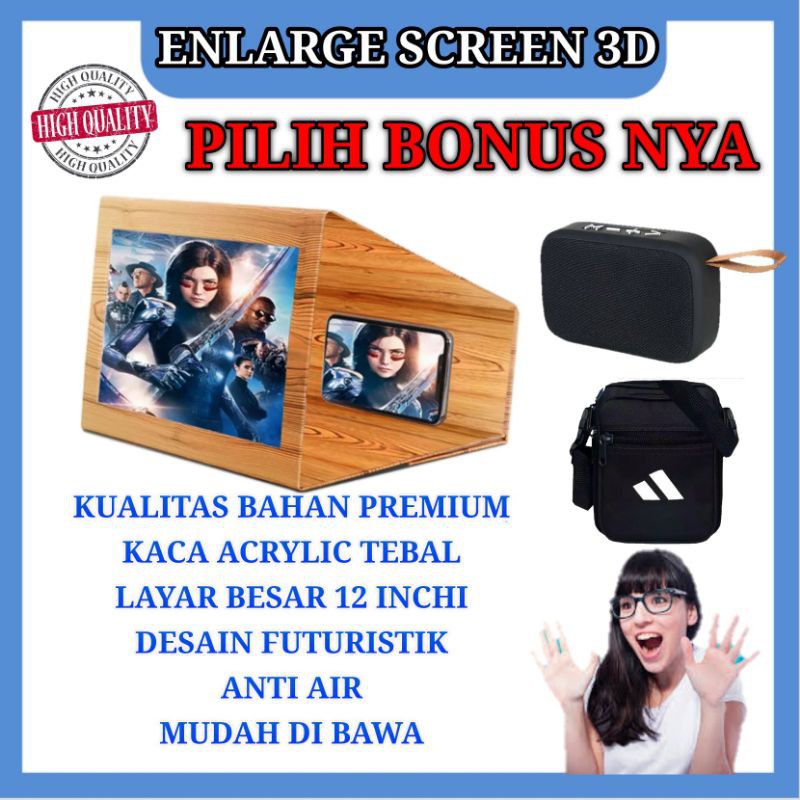 KUALITAS PREMIUM ENLARGE SCREEN 3D MINI BIOSKOP 3D PEMBESAR LAYAR SMARTPHONE 12 INCHI  ORIGINAL