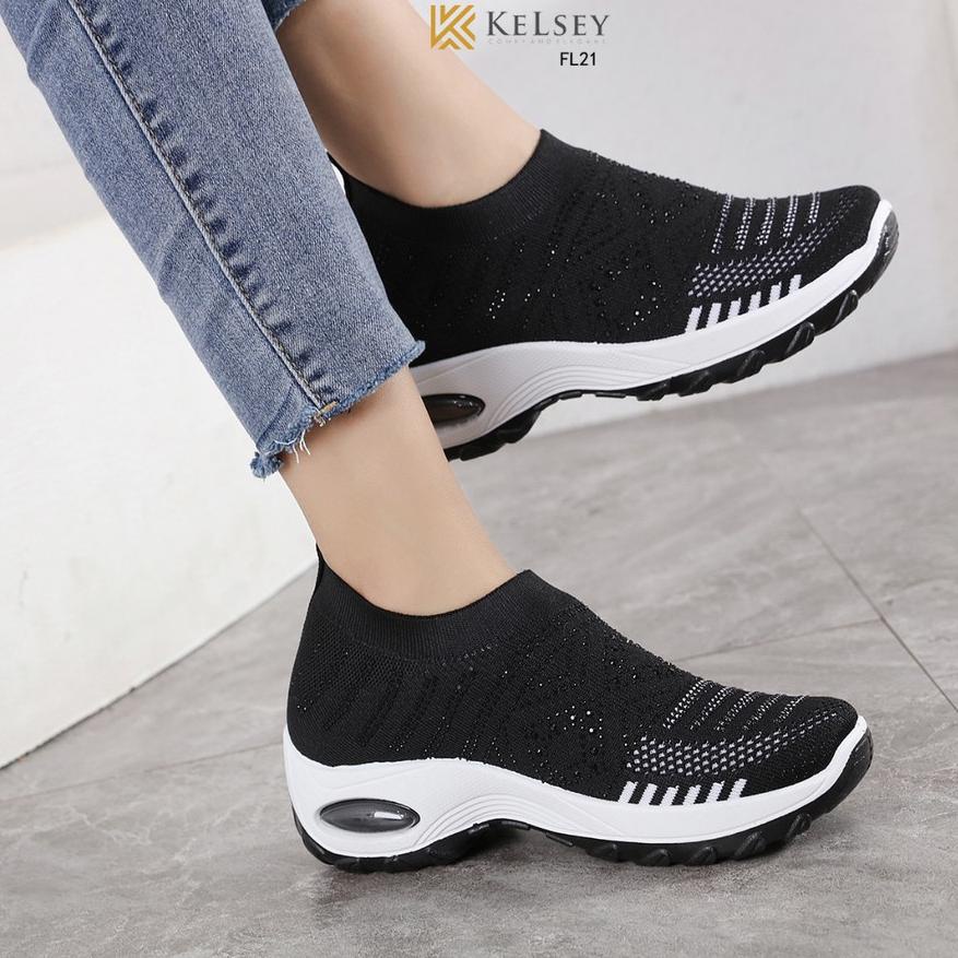 Hot Sale Kelsey Sepatu Wedges Wanita / Sepatu Flyknit Wedges  FL21