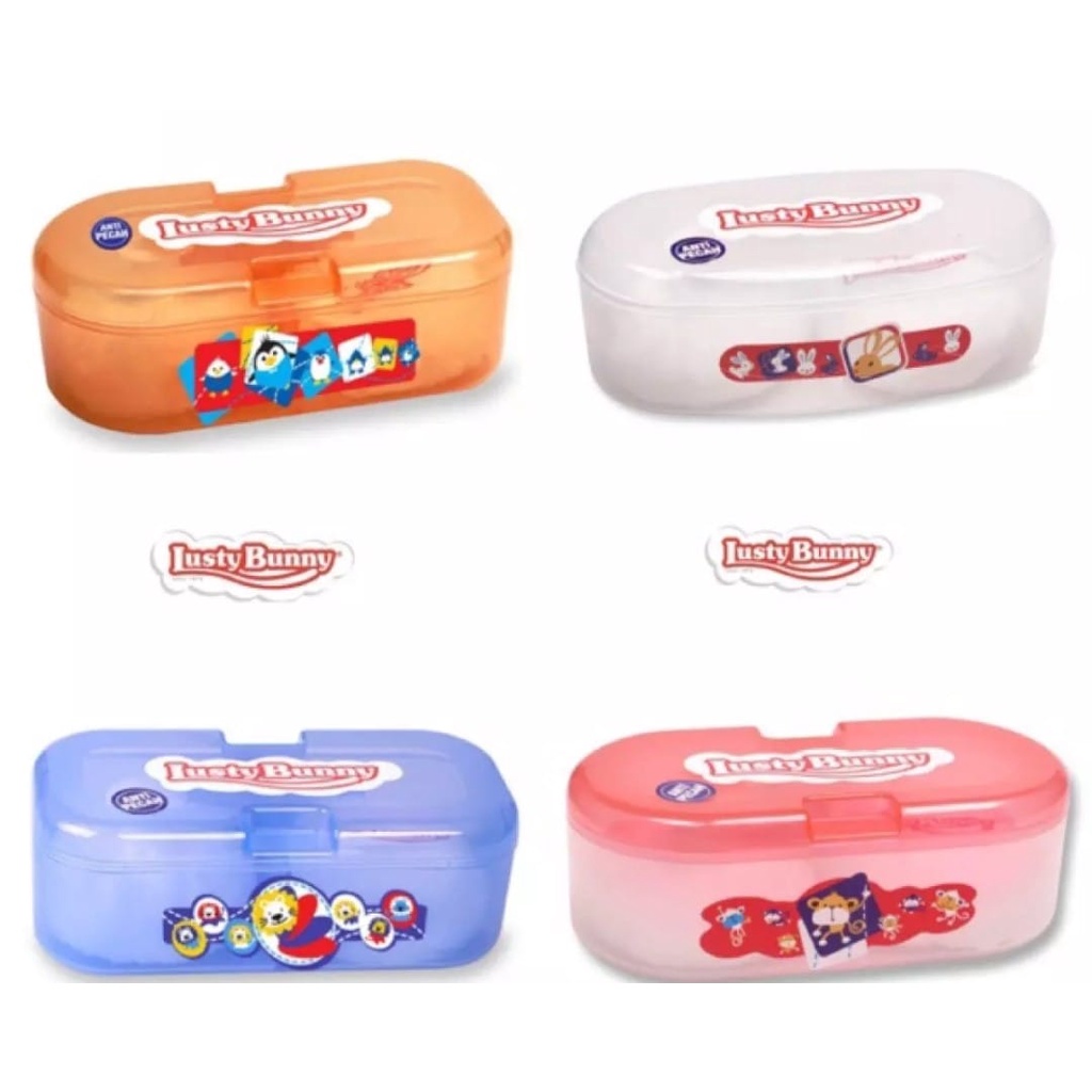 LUSTY BUNNY Baby Powder Case / Tempat Bedak Bayi Anti Pecah Double Isi 2 Puff