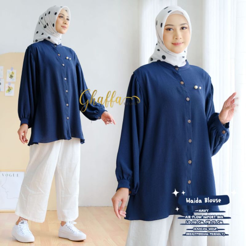 HAIDA BLOUSE BY GHAFFA THE LABEL (BLOUSE MUSLIMAH) Blouse polos modern