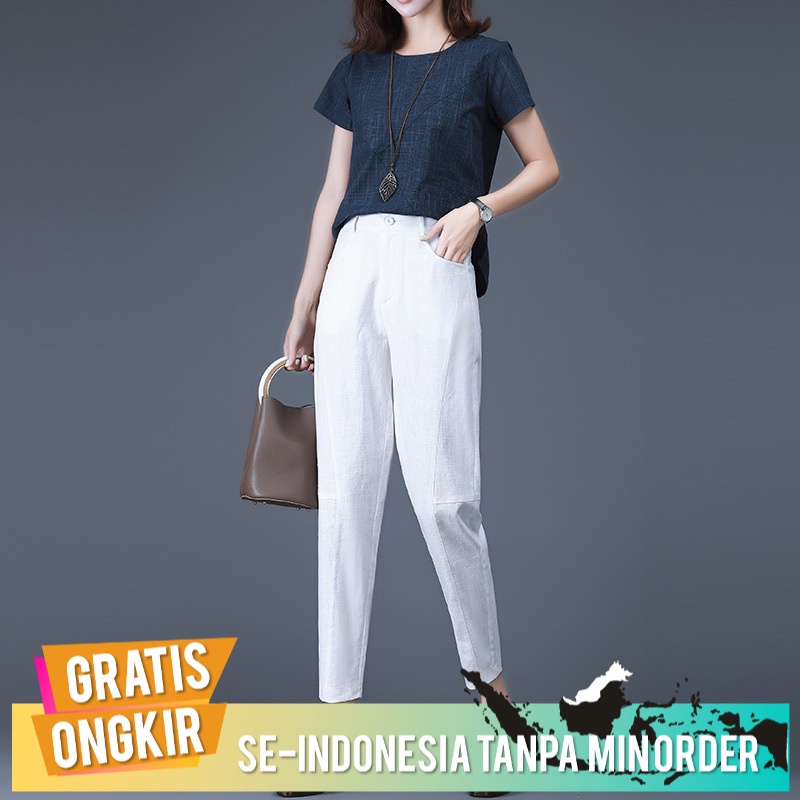 Celana Wanita Import Gas  UK Besar  Katun Linen Linen  Harem Celana  wanita