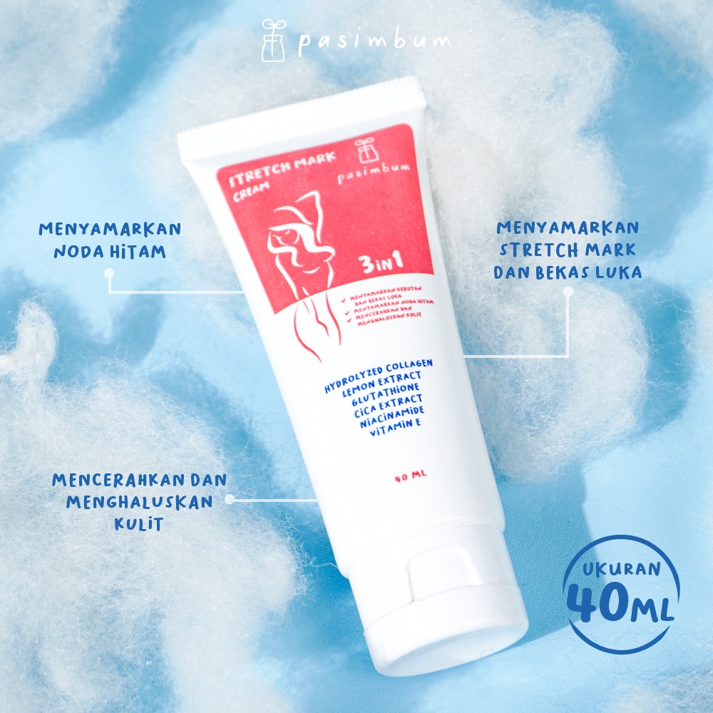 PASIMBUM Stretch Mark Cream - Penghilang Bekas Luka Operasi Selulit Keloid Strechmark