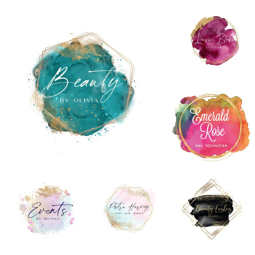 

jasa bikin desain logo toko olshop unik elegant watercolor