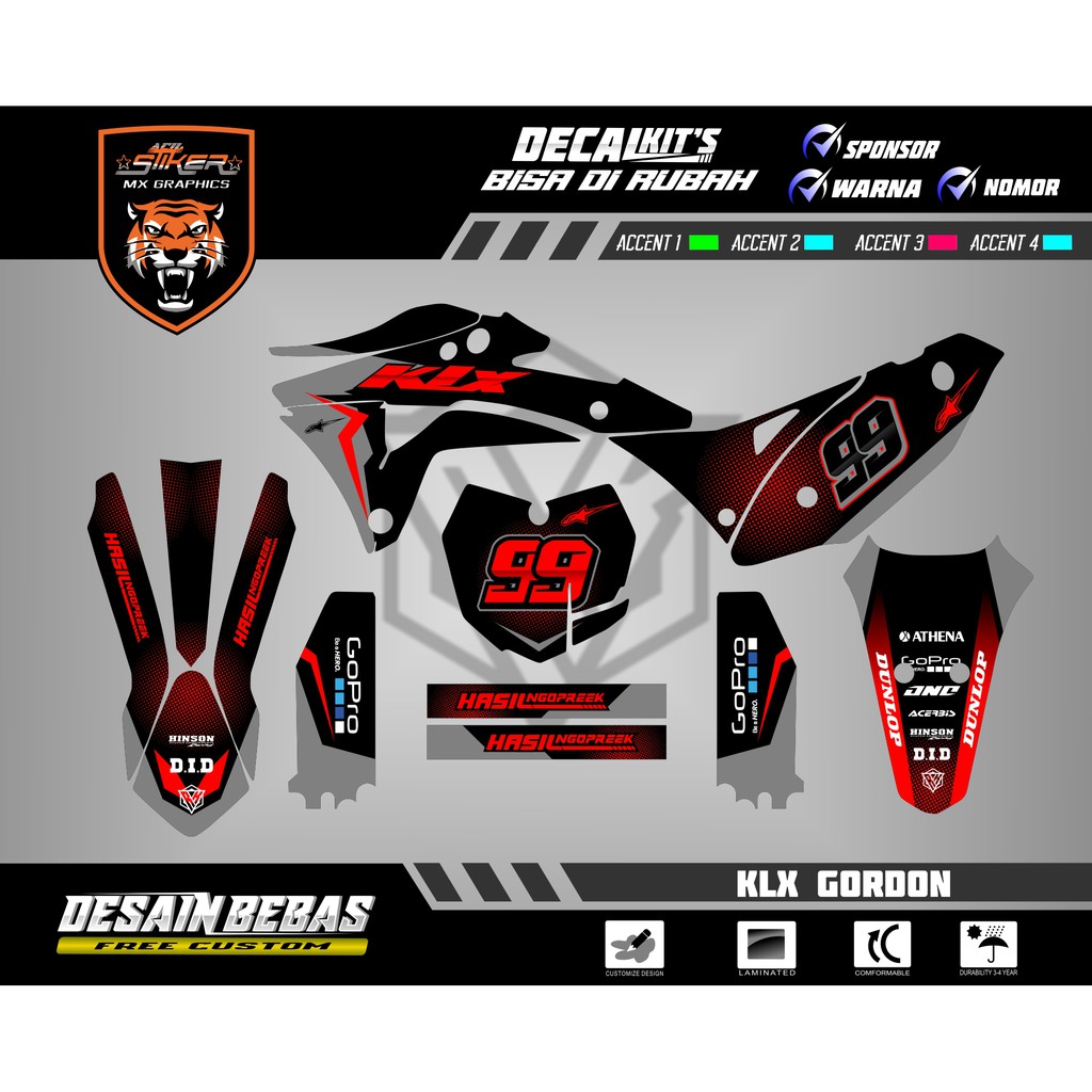 DECAL KLX GORDON/KLX BF/KLX OLD/DTRACKER