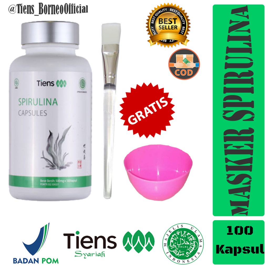 Masker Spirulina Tiens Ori Indonesia - Spirulina Asli Herbal 100 Kapsul/Sebotol