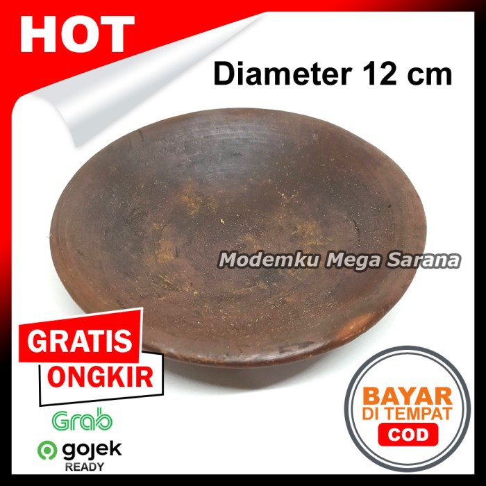 Tempat Sambal Gerabah Cawan D 12 cm - Piring Cobek Cowek Tanah Liat