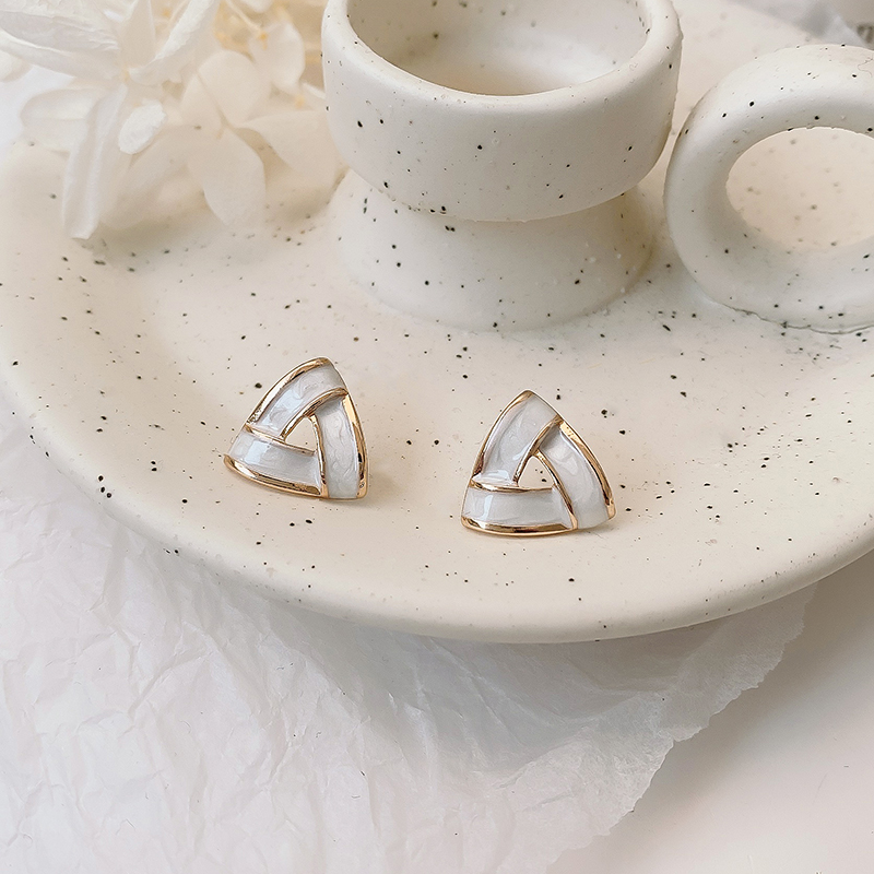 Anting Geometris Bahan Logam s925 Silver Gaya Korea Untuk Wanita