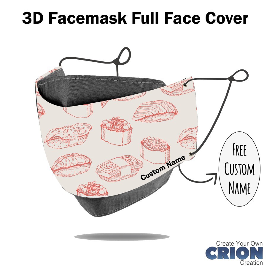 Crion - Masker 3d Full Face Cover Japan sushi series - antibacterial