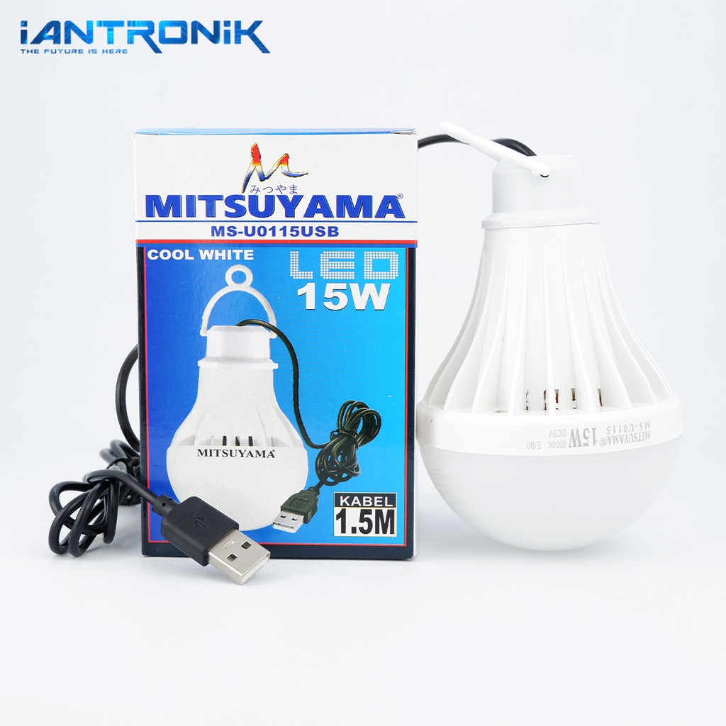 Bohlam USB 15 Watt LED Lampu Emergency Lamp / Kabel 1.5 Meter Mitsuyama