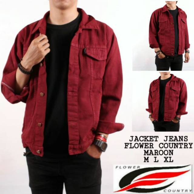 JAKET DENIM JEANS WARNA PRIA COWOK - MARUN HIJAU KUNING PUTIH COKLAT