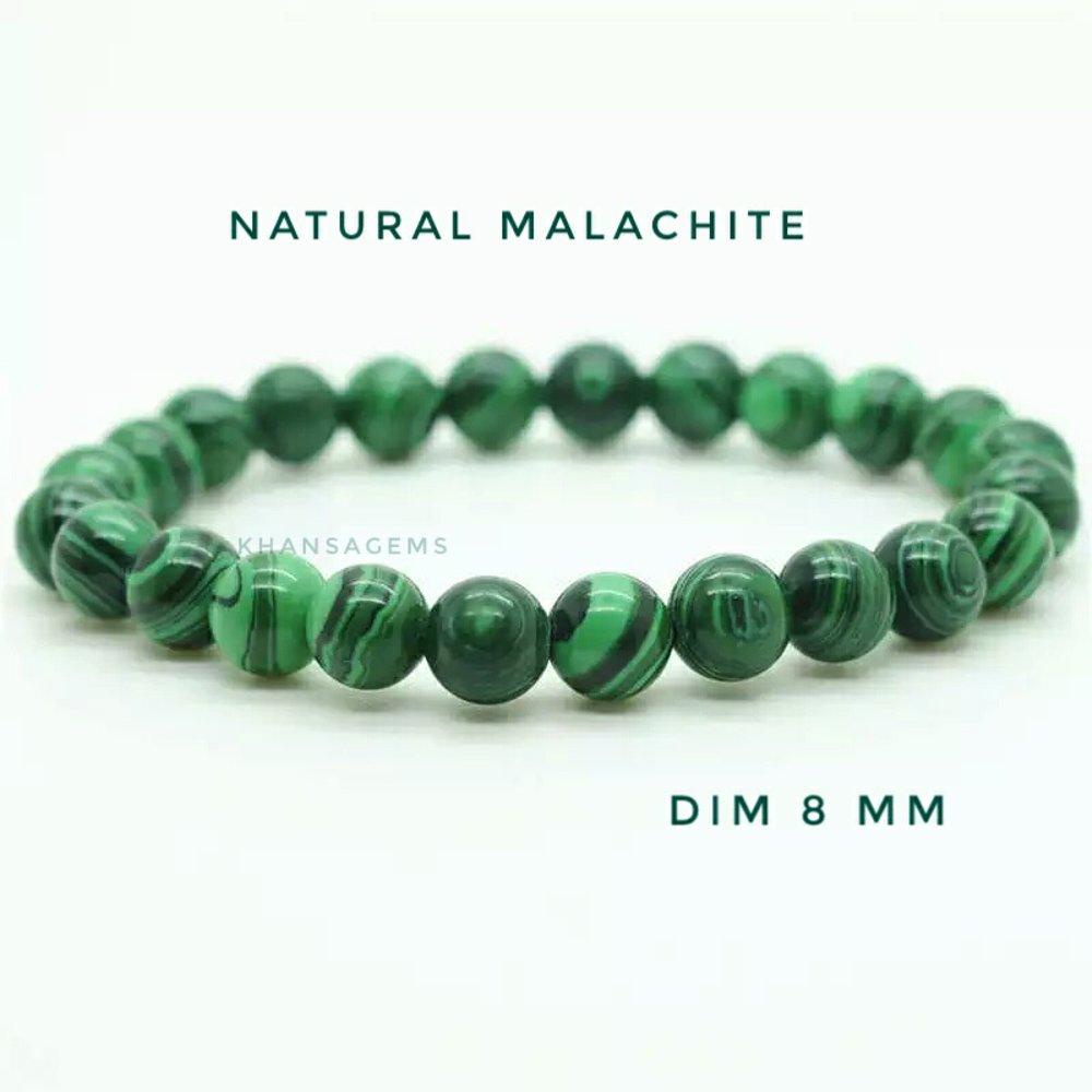 Gelang Batu Natural Malachite Aneka Diameter 6mm 8mm 10mm 12mm Top Quality