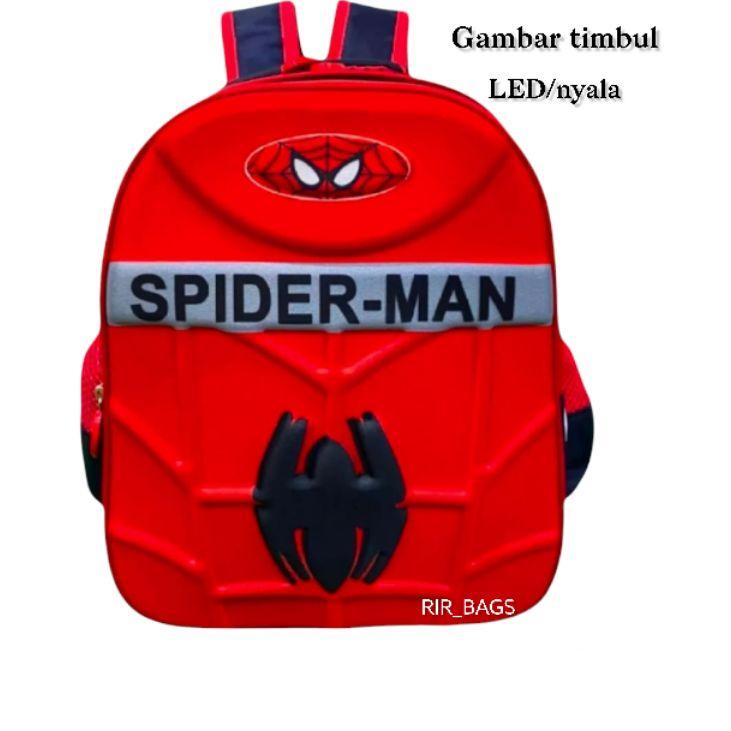 (TERPERCAYA) Tas sekolah anak spuderman TK LED/Tas ransel sekolah anak TK LED/Tas anak karakter Spid