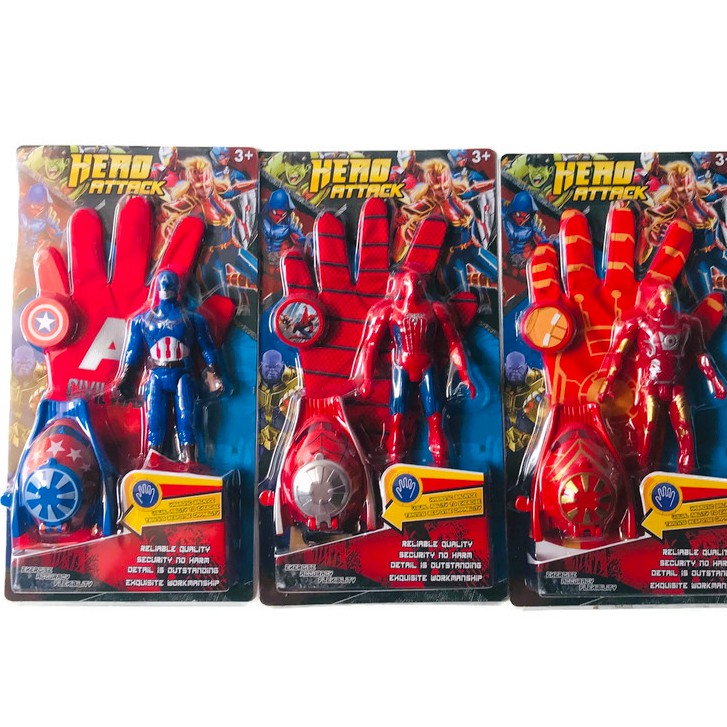 Mainan Sarung Tangan Louncher Spiderman Ironman Captain America / Mainan Anak Cowok