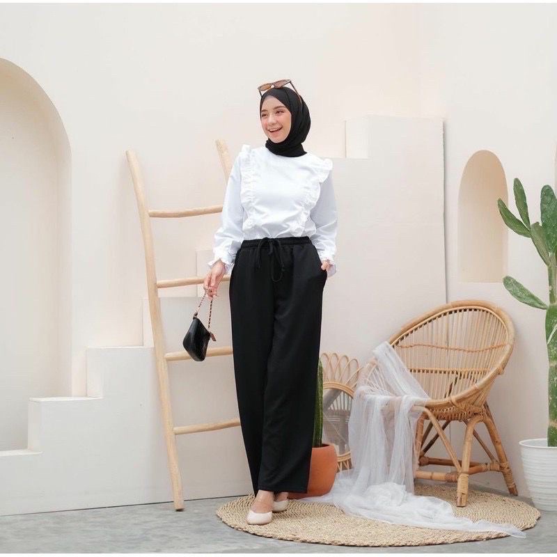 1 KG 3 PCS | DELONIX KULOT JEANS / CELANA KULOT JEANS WANITA / BAWAHAN CEWEK / JIN JINS SNOW-DAILY KULOT HITAM