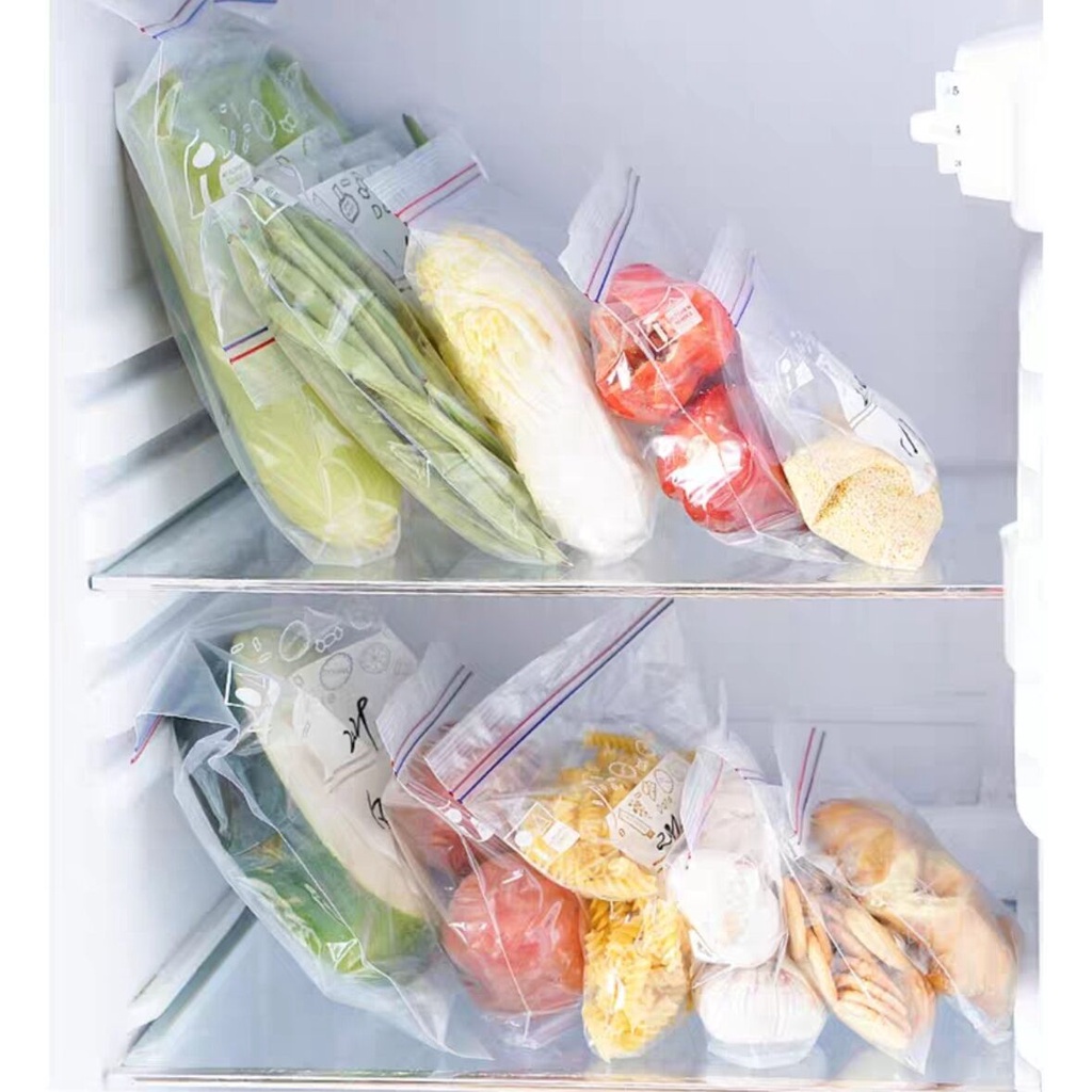 Vacuum Bag Double Zipper , Resealable , Reuseable , Kantong Plastik Ziplock Pembungkus Makanan Sayuran dan Buah , Food Grade