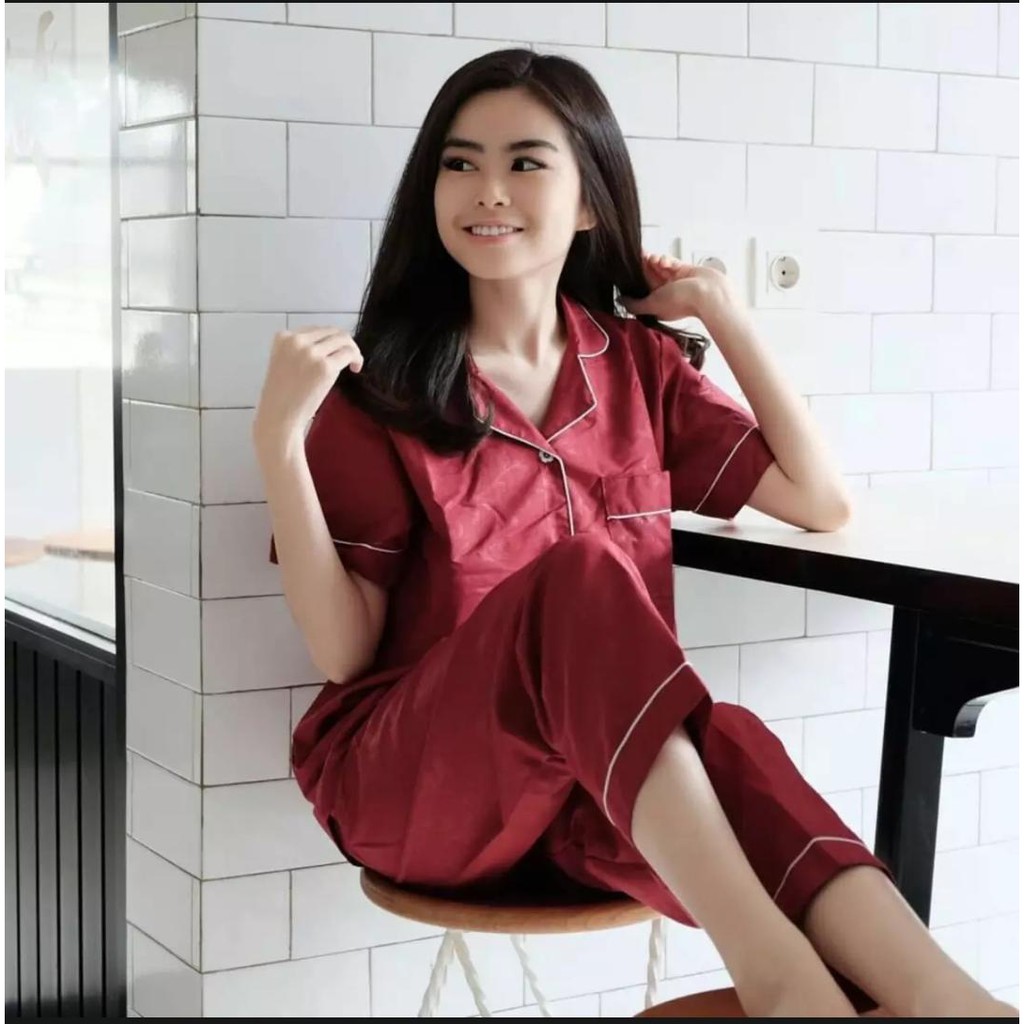 LFF Piyama CP Satin Emboss-Maroon