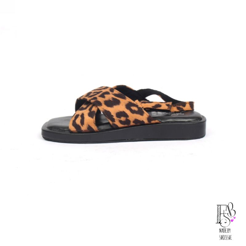 Fsb - Brooklyn Animal Print Sendal Tali Wanita Platform