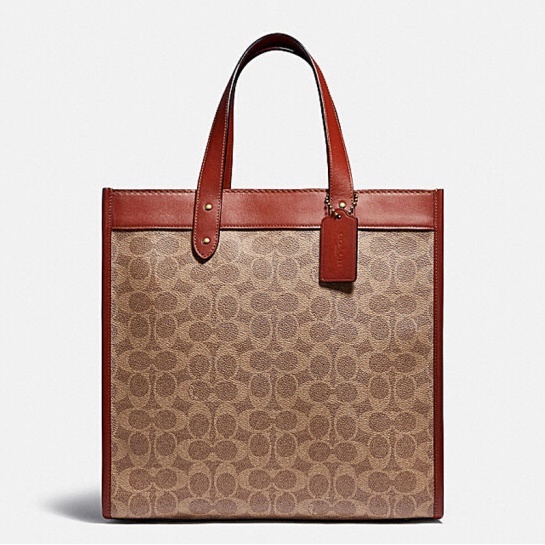 [Instant/Same Day]0776  Coach Field Tote in Signature Canvas With Horse and Carriage Print  ttb