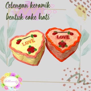 Celengan keramik  bentuk  cake love cantik bisa sebagai 