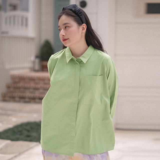 g.i.l - Green Hyomin Oversized Shirt - Kaos Wanita Hijau