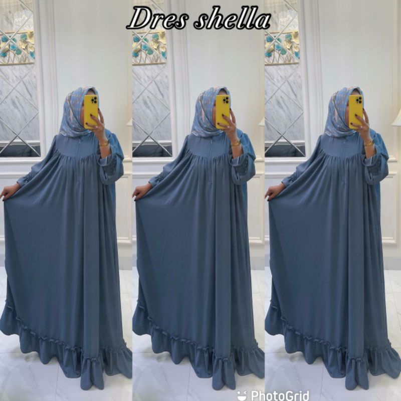 GAMIS TERBARU 2022 BAJU LEBARAN DRESS MEWAH | SHELLA DRESS BUSUI FRIENDLY JUMBO RAYON CRINCLE PREMIUM