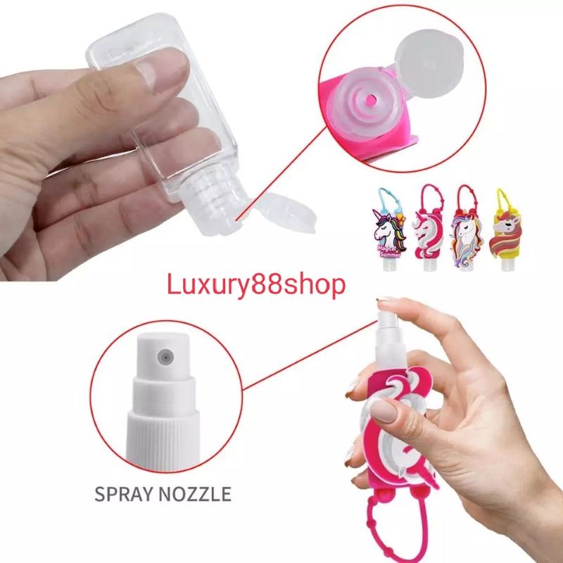 Botol Spray Tanpa Isi / Gantungan Hand Sanitizer Karakter Lucu Bahan Silikon