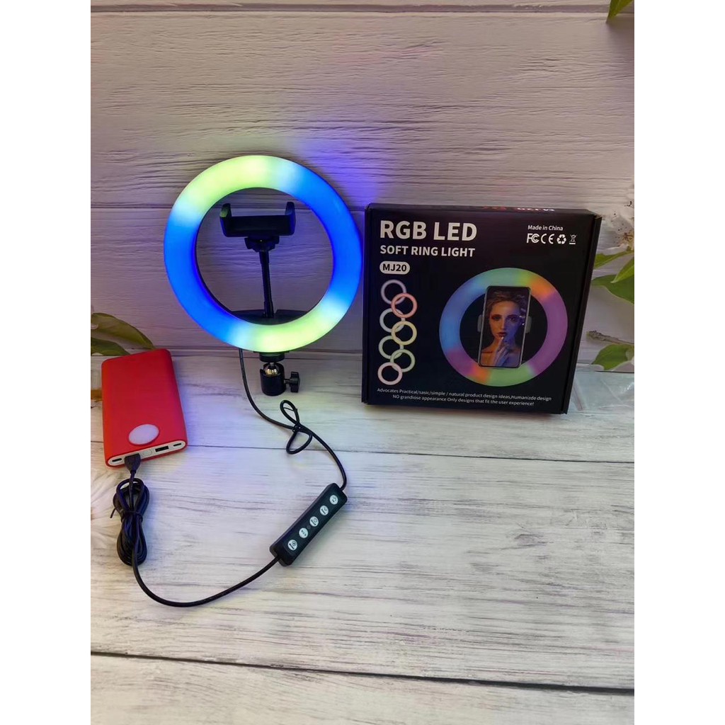 Soft Ring Light RGB LED MJ20 / Lampu Selfie Studio Photo ( 8 Inch / 20 cm )