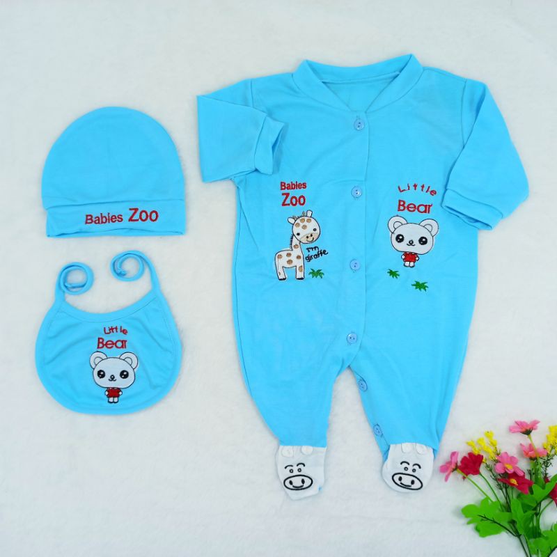 Ss#2002 Romper Bayi New Born 0-6bulan / Romper free topi &amp; celemek