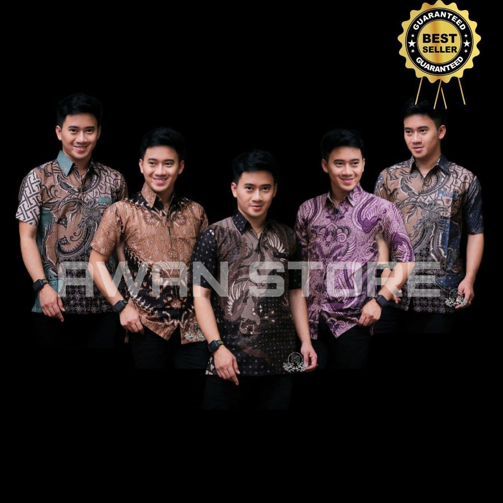 TERBARU Kemeja Batik Pria Lengan Pendek Perwira Hem Baju Batik Pria Lengan Pendek M L XL XXL