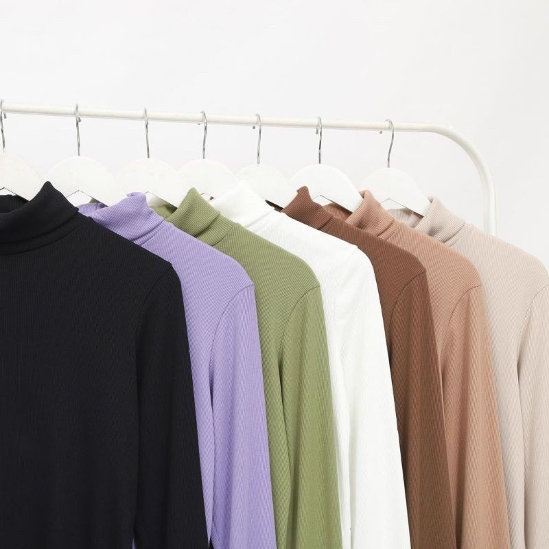 Kaos Turtleneck Pria Wanita Leher Tinggi Rib Premium-5