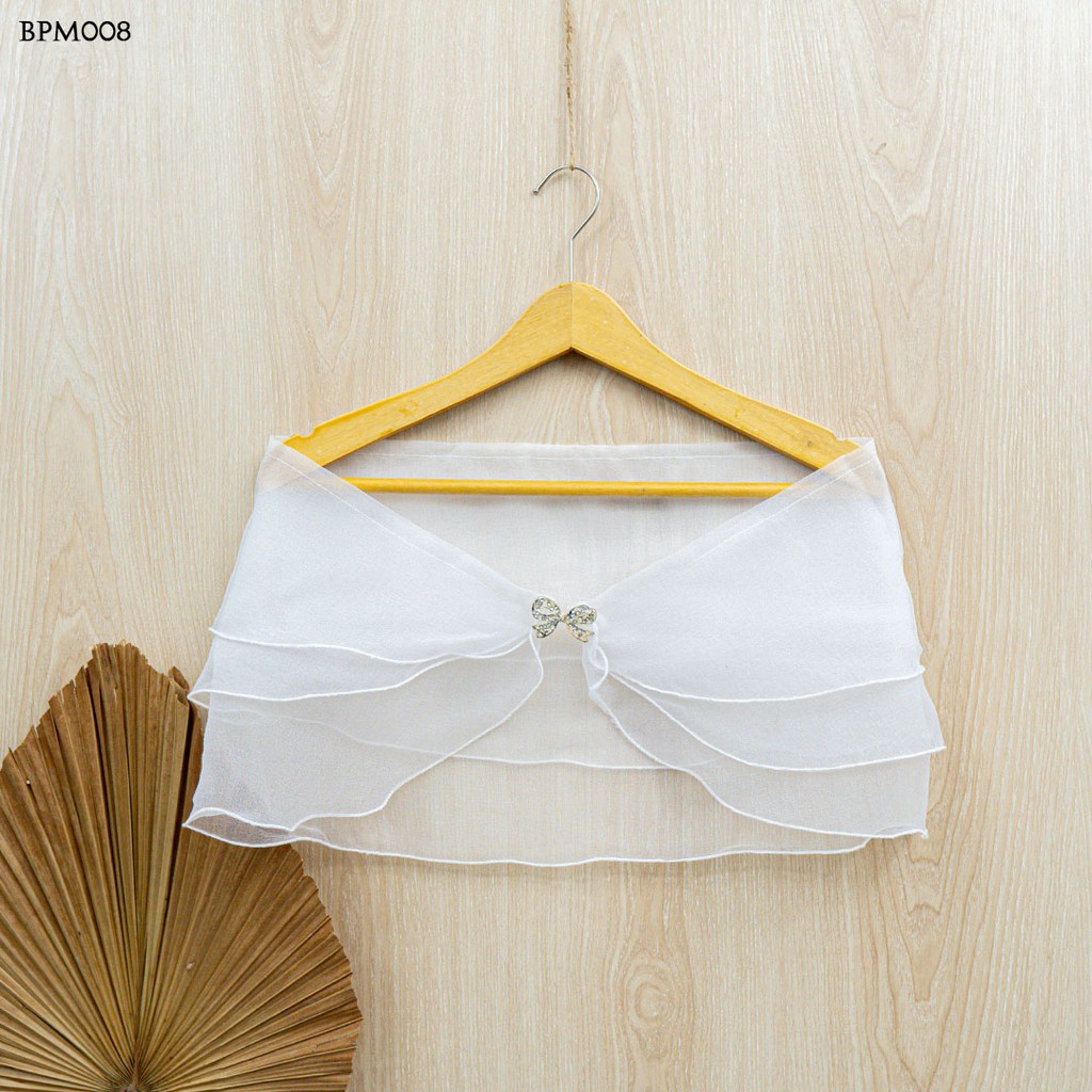 (BEST SELLER) AKSESORIS BOLERO BROKAT PESTA PENGANTIN PUTIH MODERN BPM008