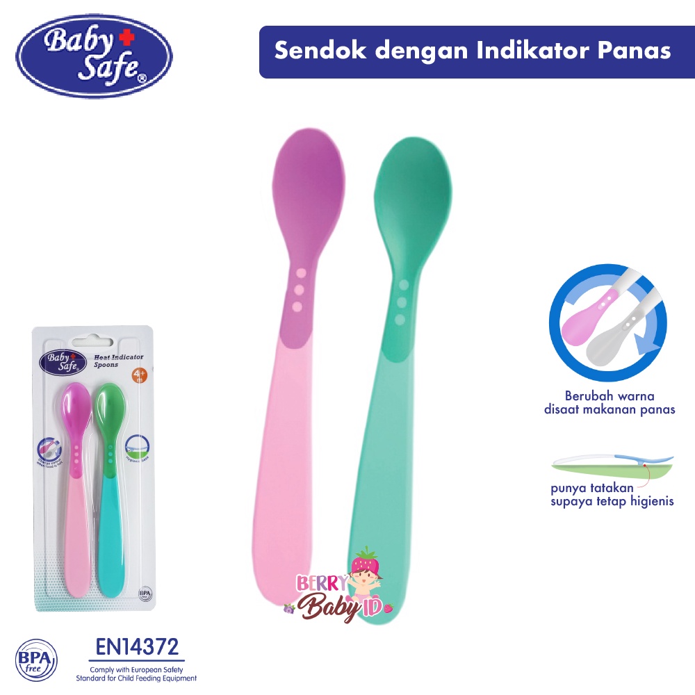 Baby Safe Heat Indicator Spoon Round Square Sendok Indikator Panas 4m+ Berry Mart