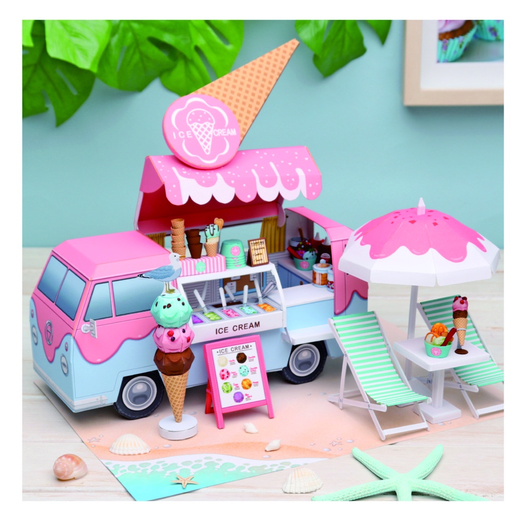 DIY Papercraft Kertas Pola Diorama Mobil Es Cream Pantai Jasmine 200gsm