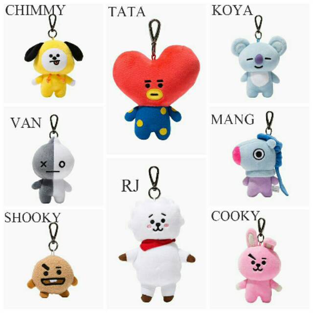 BAG CHARM BT21 GANTUNGAN TAS BT21 BONEKA BT21 COOKY SHOOKY TATA CHIMNY KOYA BTS BT21