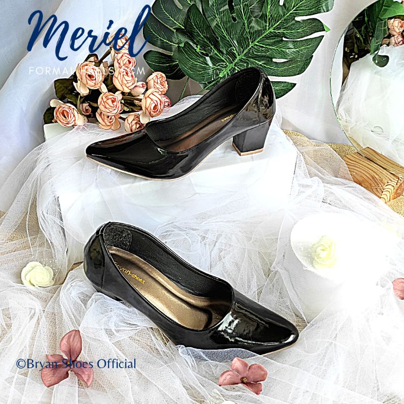 Bryan Meriel Pantofel Heels Tahu 5cm Polos Glossy Formal Kantor Jumbo Oversize Bigsize 36-41 42 43