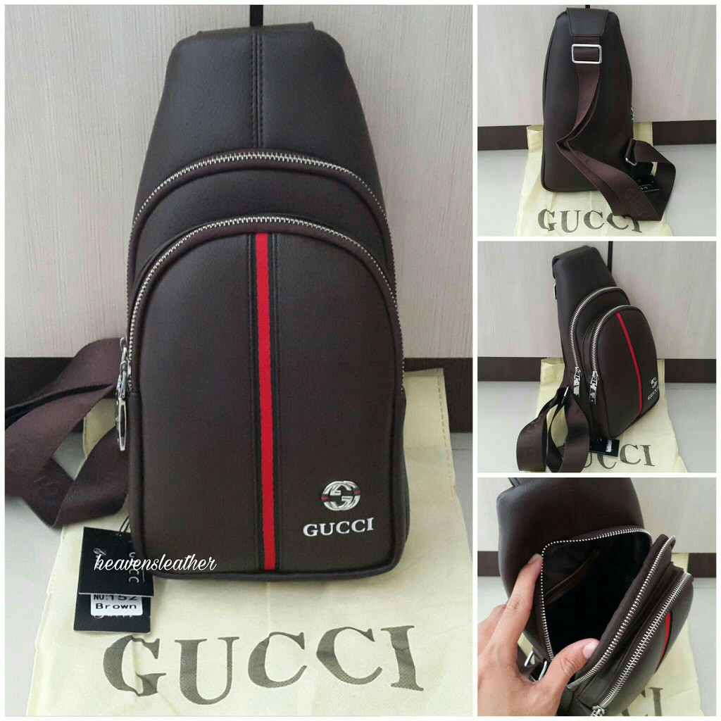 TAS SELEMPANG TAS SLEMPANG TAS PRIA TAS COWOK TAS LAKI TAS IMPORT SLING BAG SLINGBAG GUCCI COKLAT152