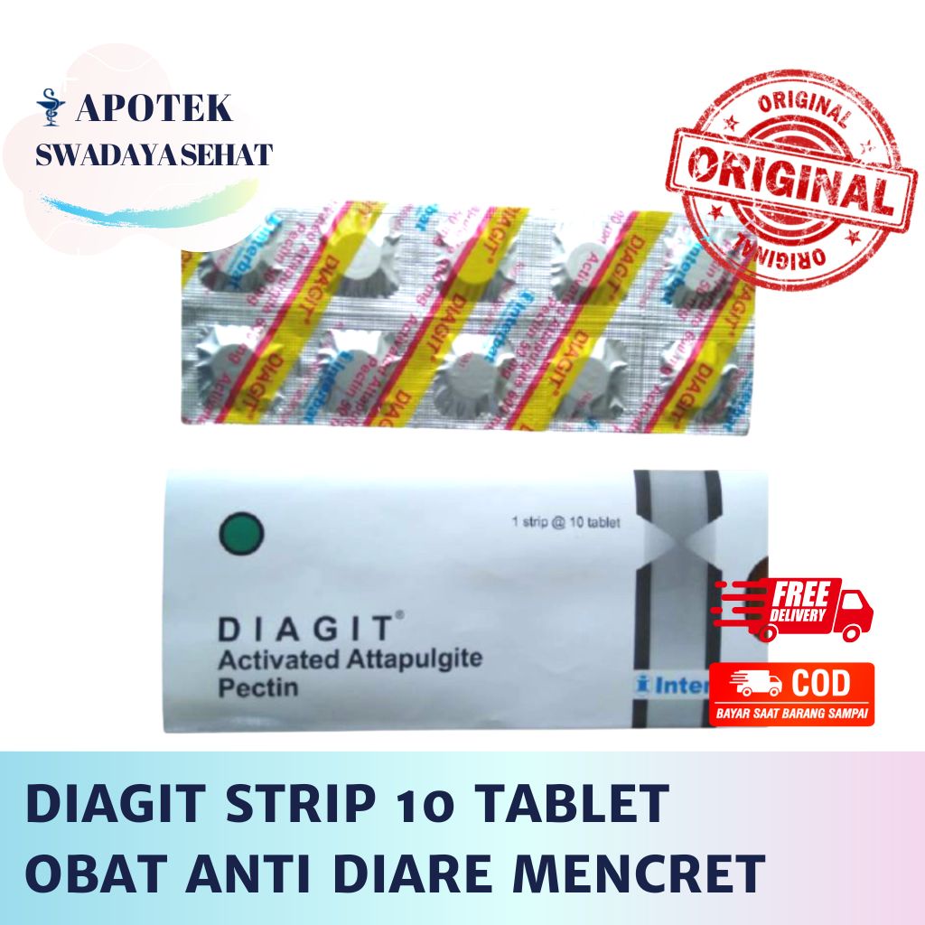 DIAGIT STRIP 10 Tablet - Obat Anti Diare BAB Cair Mencret Attapulgite