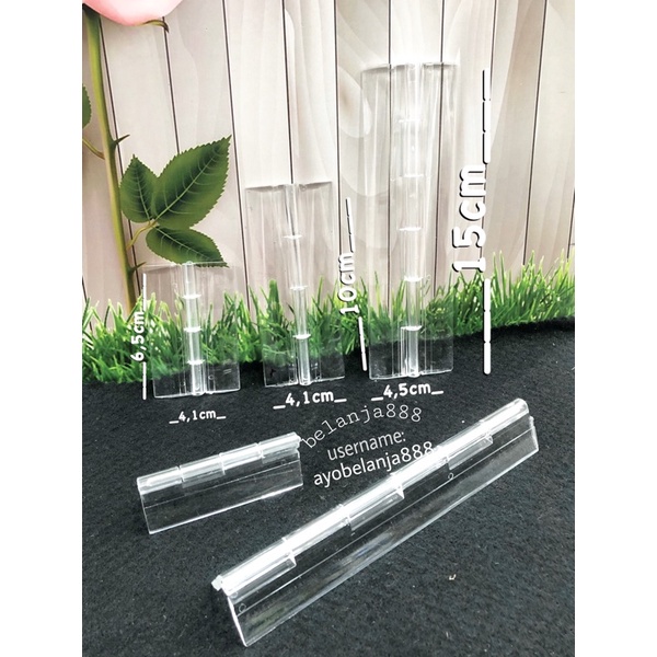 Engsel acrylic bening ukuran 6,5cm-10cm-15cm satuan