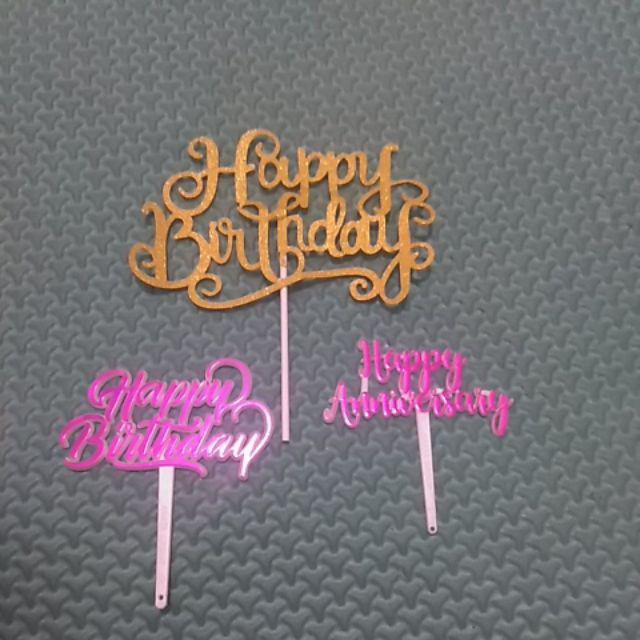 Cake Topper / Hiasan Kue Ultah Happy Birthday Curly