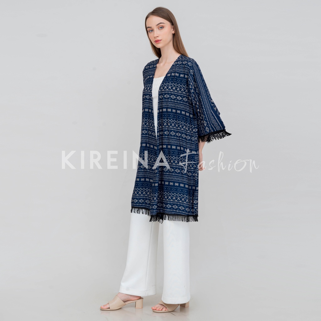 Cardigan Rumbai Wanita Cardigan Panjang Bohemian Outer Etnik Wanita | Kireina Fashion