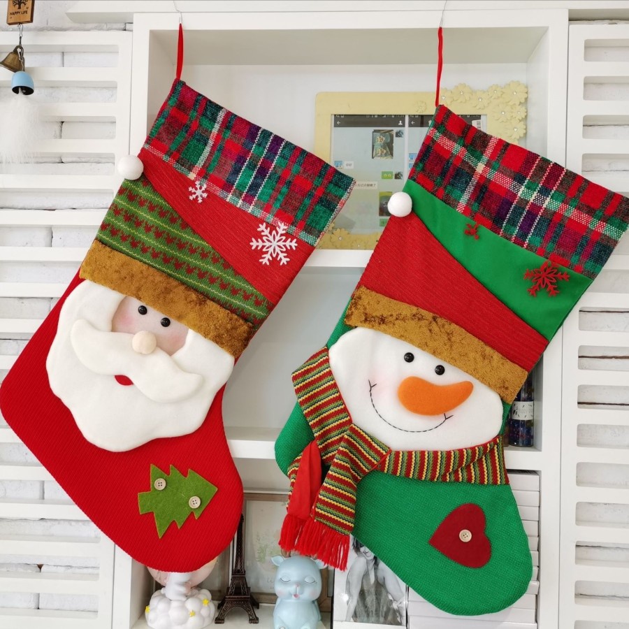 Christmas Socks Santa Syal Winter Snow Hiasan Hadiah Kaos Kaki Gantung