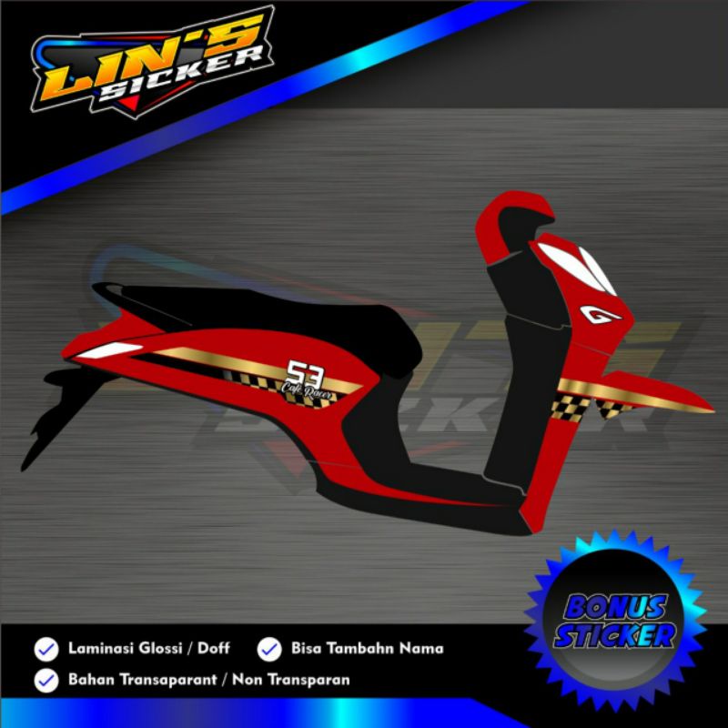 striping genio transparan custom ctr gold / sticker motor genio
