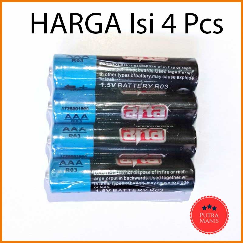Battery Baterai Batere Batre Batu A3 AAA SNI  Remote Control AC TV Remot Keyboard AAA Isi 4 Pcs Berk