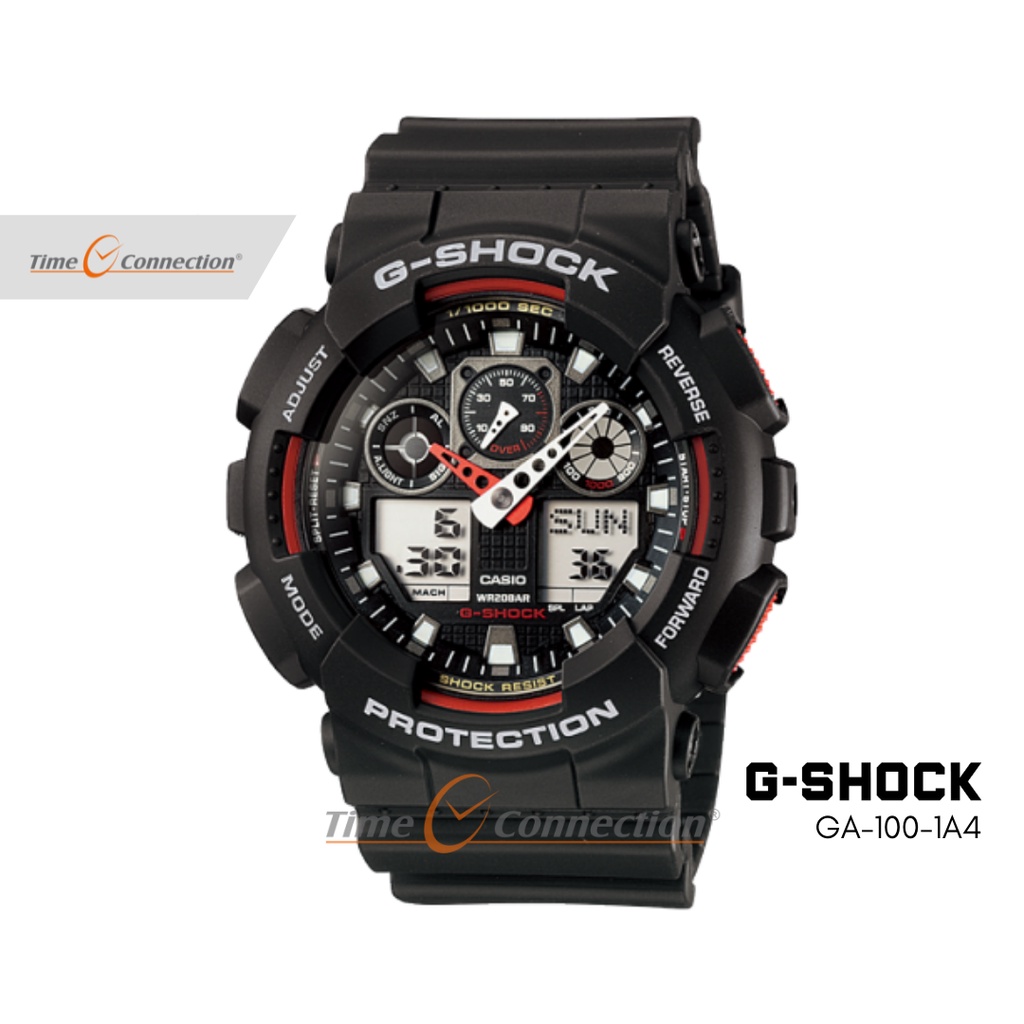 Casio G-SHOCK GA-100-1A4 Original / Jam Tangan Pria Analog Digital / Gshock Red Black Hitam Merah GA