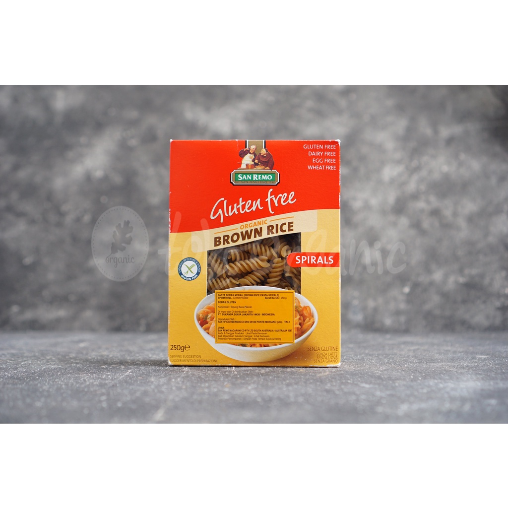 

Gluten Free Organic Brown Rice Spiral 250gr - San Remo