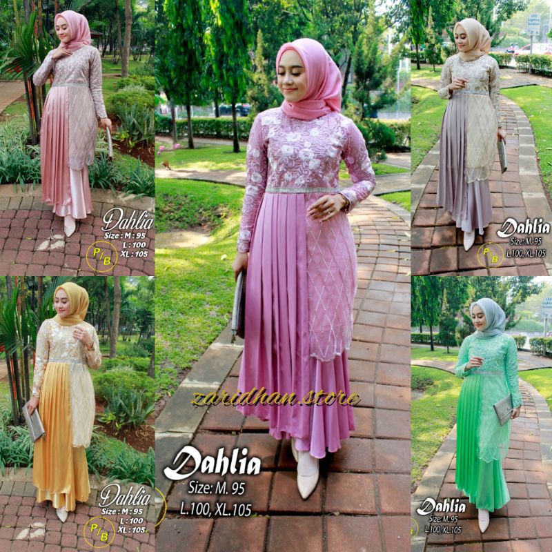 PB//GAMIS DAHLIA TILE - DRESS PESTA KONDANGAN TERBARU - FASHION MUSLIM - BAJU GAMIS BRUKAT WANITA MO