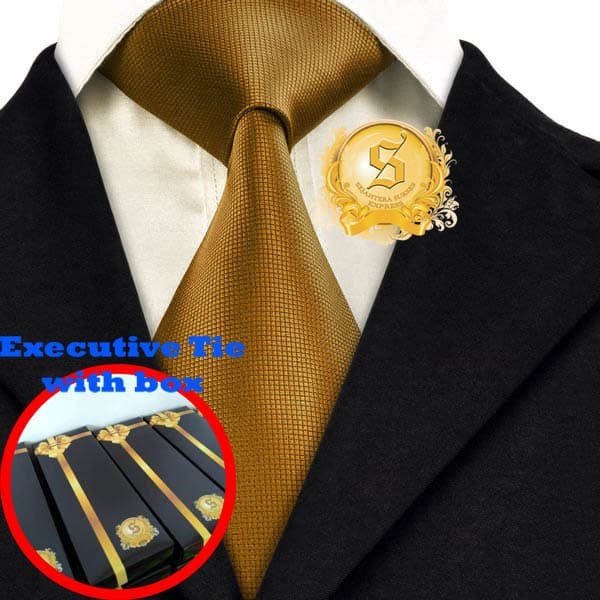 Dasi Pria dasi kantor import pria warna emas / gold motif kotak kilap mewah - model manual(X4K0) Das