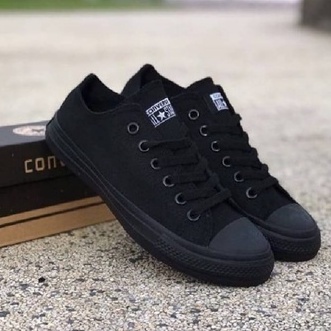 SEPATU ALLSTAR CONVERS WANITA MONO FULL BLACK / HITAM POLOS SIZE 36-43 MURAH